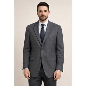 Joseph Abboud Wool Cashmere Sport Coat Blazer Gray Check 46L Mens